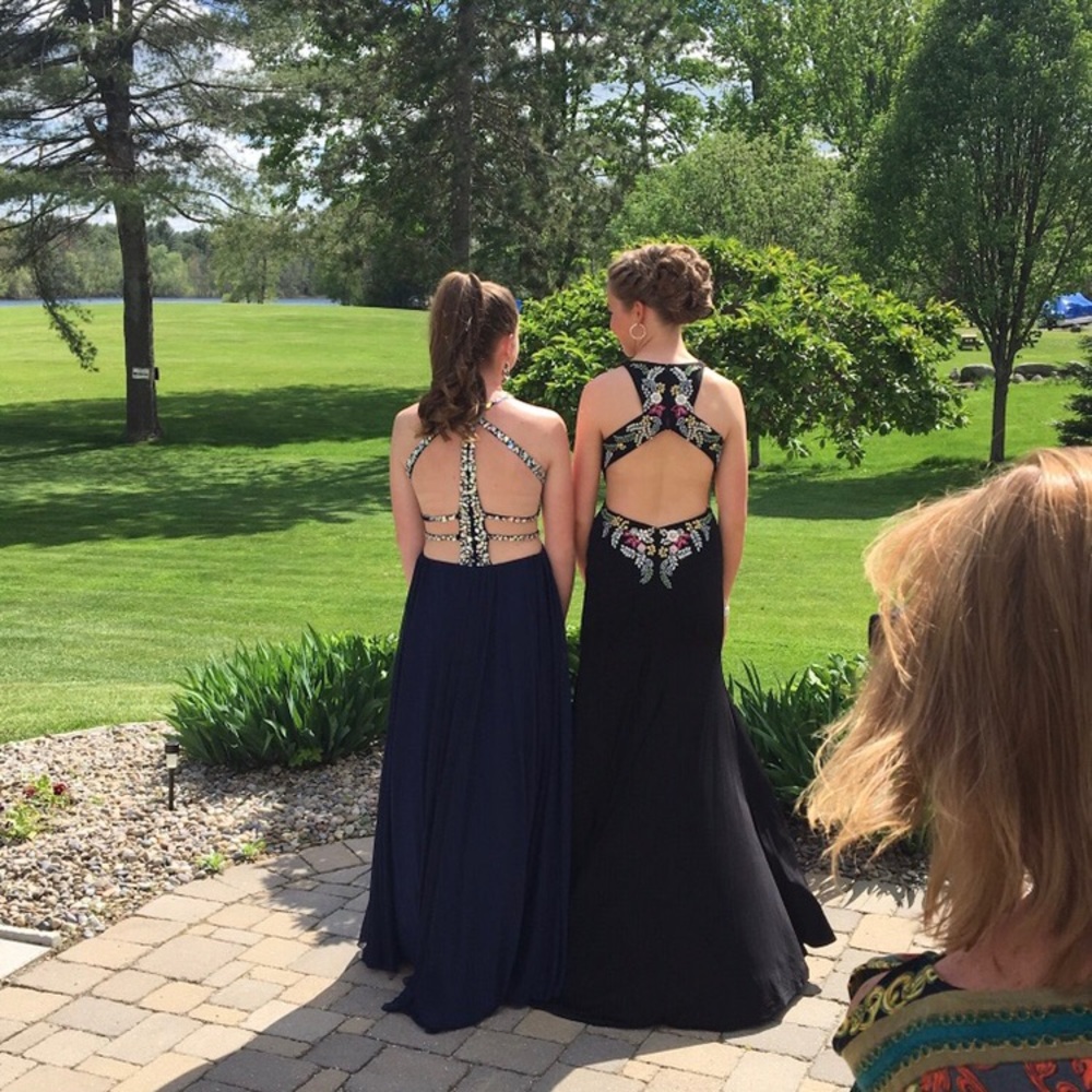 Black beaded prom dress